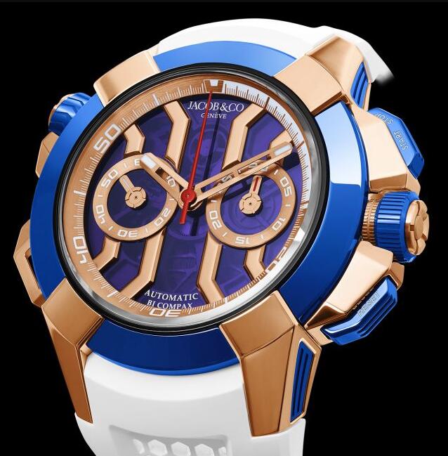 Jacob & Co EC314.42.PD.LN.A.HB4D EPIC X CHRONO ROSE GOLD BLUE BEZEL Replica watch